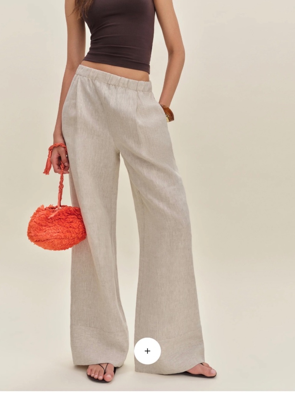 Reformation Fernando Linen Wide Leg Pant Natural - Size M